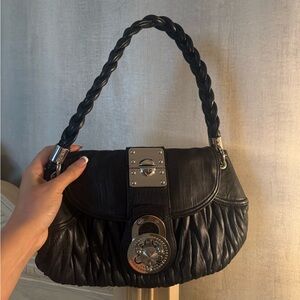 Steven By Steve Madden Black Quilted Shoulder Bag with Braided Handle